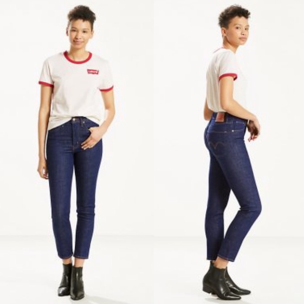 Levi's Dark Wash Mile High Slim Cropped Jean
